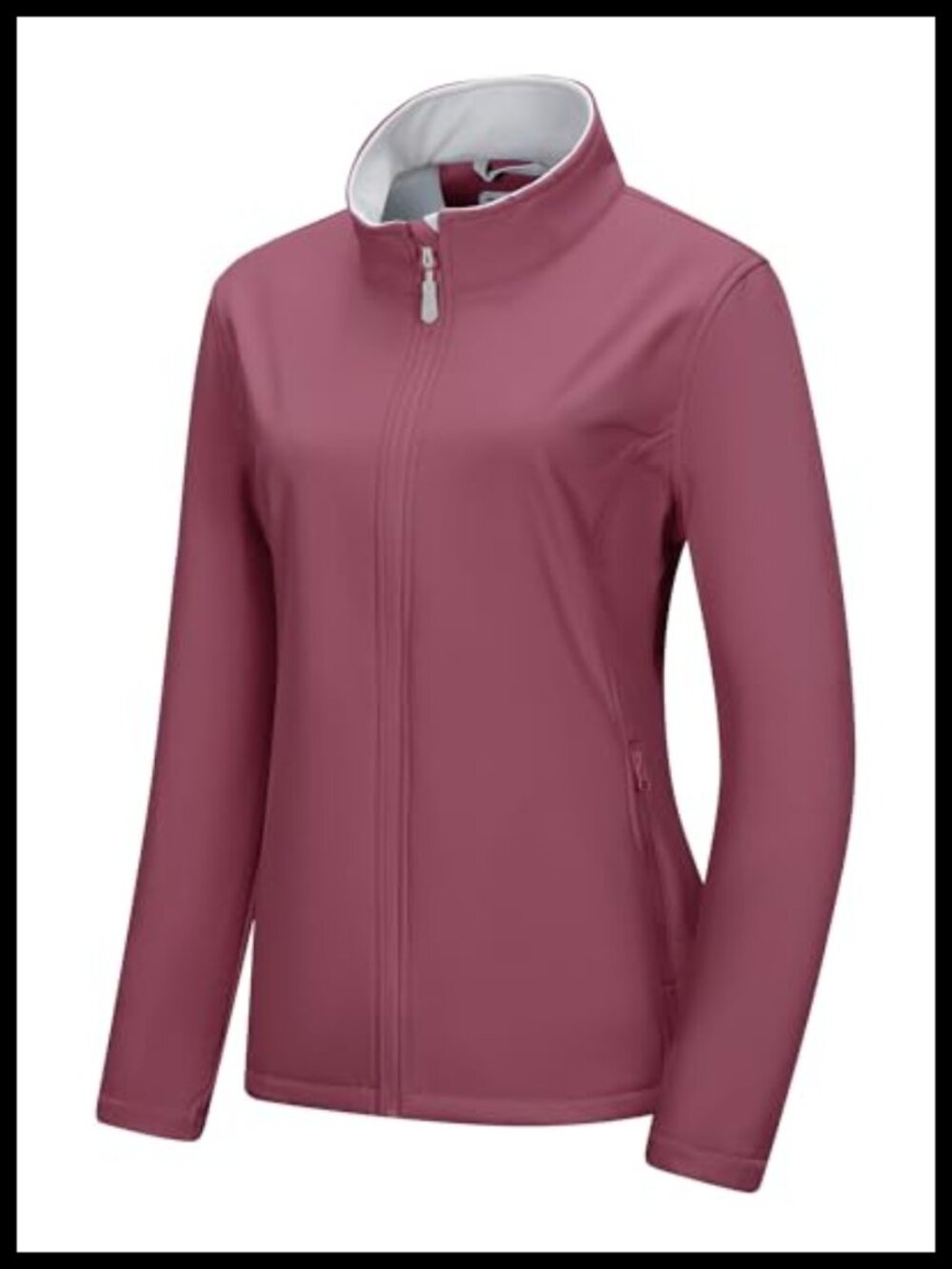 Women's Waterproof Softshell Jacket Lightweight Fleece Lined Zip Up Outdoor